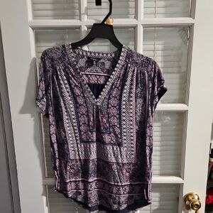 ❤️Lucky Brand Multicolor BoHo V-Neck Blouse.Sz Large.